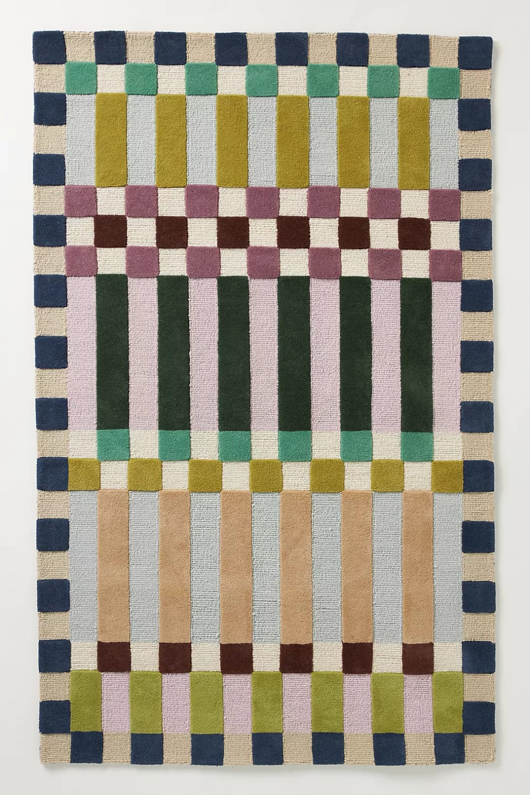 Hand Tufted Floral Rug, Multicolor Botanical Wool Area Rug, Pink Blue Yellow Handmade Carpet for Living Room Bedroom Nursery