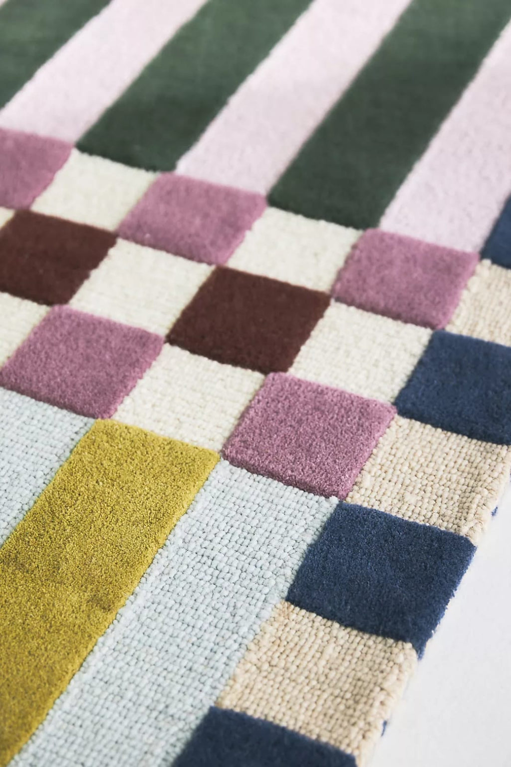 Hand Tufted Floral Rug, Multicolor Botanical Wool Area Rug, Pink Blue Yellow Handmade Carpet for Living Room Bedroom Nursery