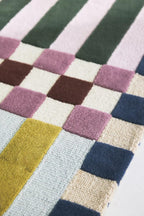 Hand Tufted Floral Rug, Multicolor Botanical Wool Area Rug, Pink Blue Yellow Handmade Carpet for Living Room Bedroom Nursery