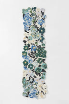 Blue Green Floral Hand Tufted Wool Rug – Scalloped Botanical Area Rug