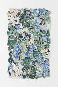 Blue Green Floral Hand Tufted Wool Rug – Scalloped Botanical Area Rug