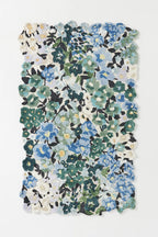 Blue Green Floral Hand Tufted Wool Rug – Scalloped Botanical Area Rug