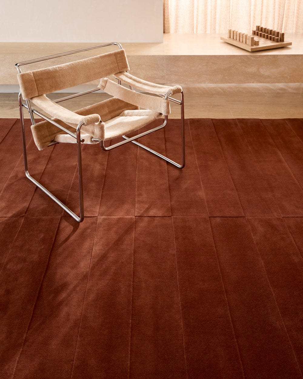 Luxury Rust Brown Hand Tufted  Rug – Minimal Contemporary Floor Carpet
