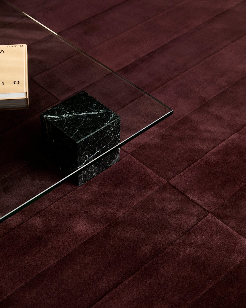 Hand Tufted Burgundy Wool Rug – Modern Solid Minimalist Area Rug Living room Home Decor