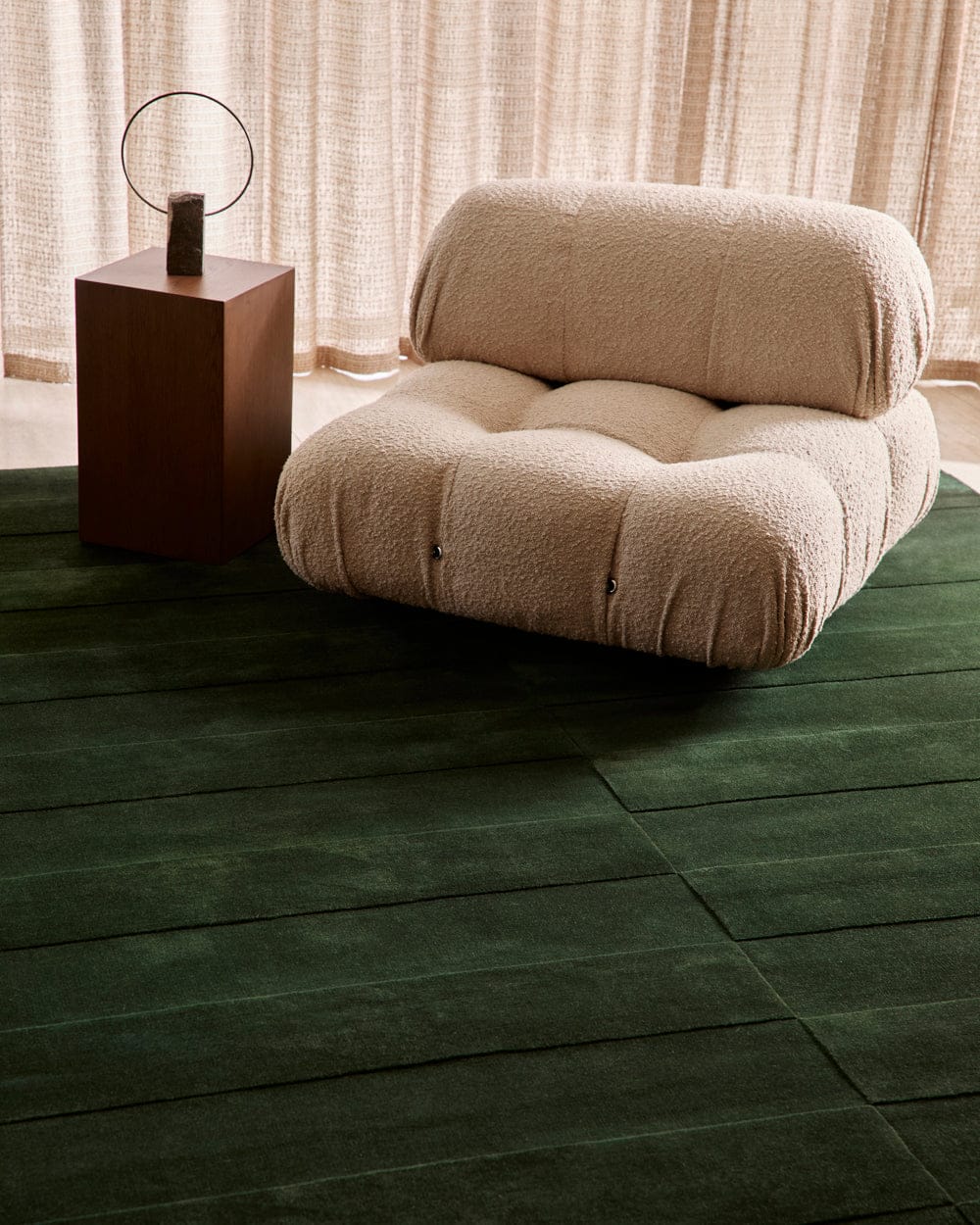 Emerald Forest Green Handmade Tufted Wool Rug – Luxury Solid Modern Carpet for Hall and Bedroom