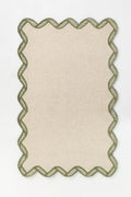 Hand Tufted Scalloped Wool Rug – Modern Neutral Area Rug | Custom Size Handmade Carpet for Living Room & Bedroom