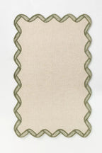 Hand Tufted Scalloped Wool Rug – Modern Neutral Area Rug | Custom Size Handmade Carpet for Living Room & Bedroom