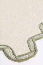 Hand Tufted Scalloped Wool Rug – Modern Neutral Area Rug | Custom Size Handmade Carpet for Living Room & Bedroom
