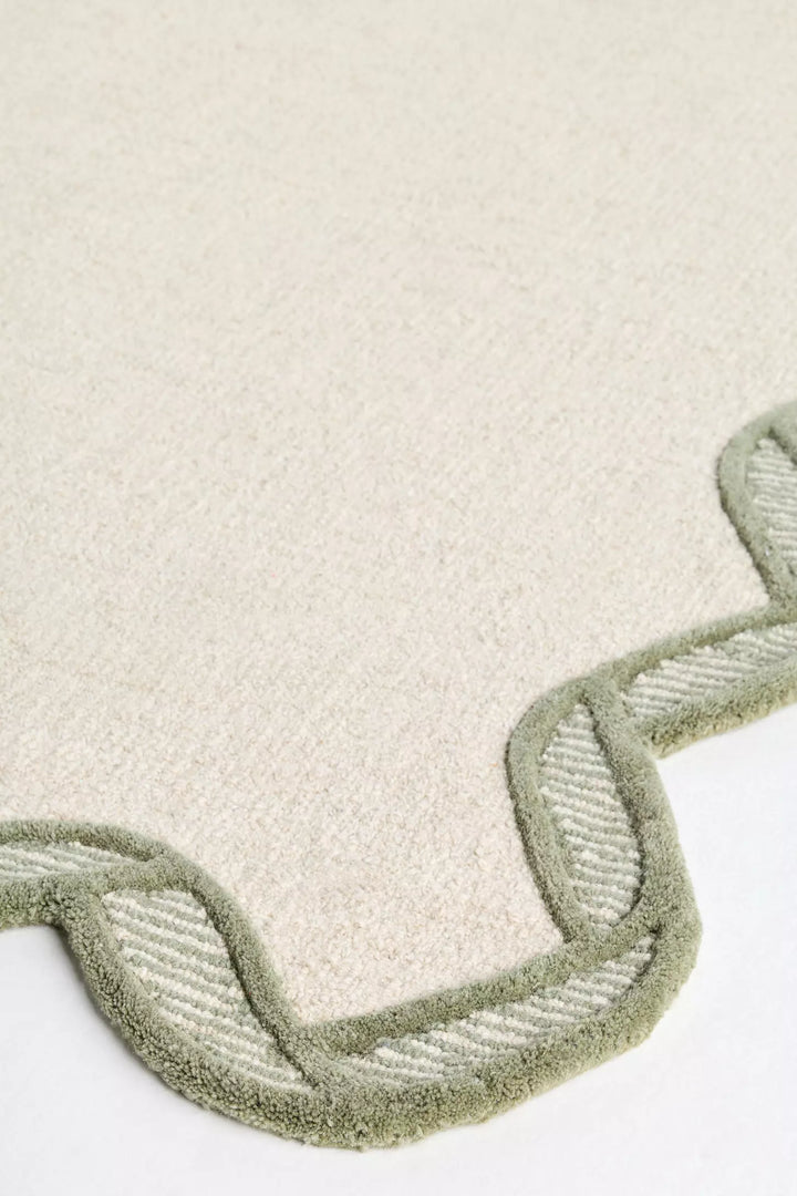 Hand Tufted Scalloped Wool Rug – Modern Neutral Area Rug | Custom Size Handmade Carpet for Living Room & Bedroom