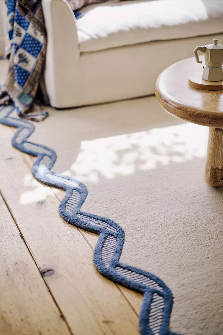 Hand Tufted Scalloped Wool Rug – Modern Neutral Area Rug | Custom Size Handmade Carpet for Living Room & Bedroom