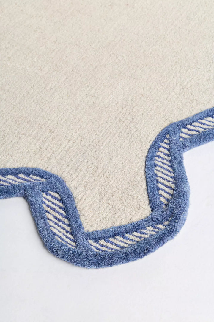 Hand Tufted Scalloped Wool Rug – Modern Neutral Area Rug | Custom Size Handmade Carpet for Living Room & Bedroom