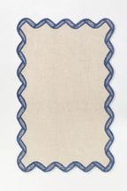 Hand Tufted Scalloped Wool Rug – Modern Neutral Area Rug | Custom Size Handmade Carpet for Living Room & Bedroom