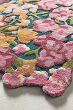 Luxury Floral Hand Tufted Wool Area Rug – Pink Botanical Handmade Carpet