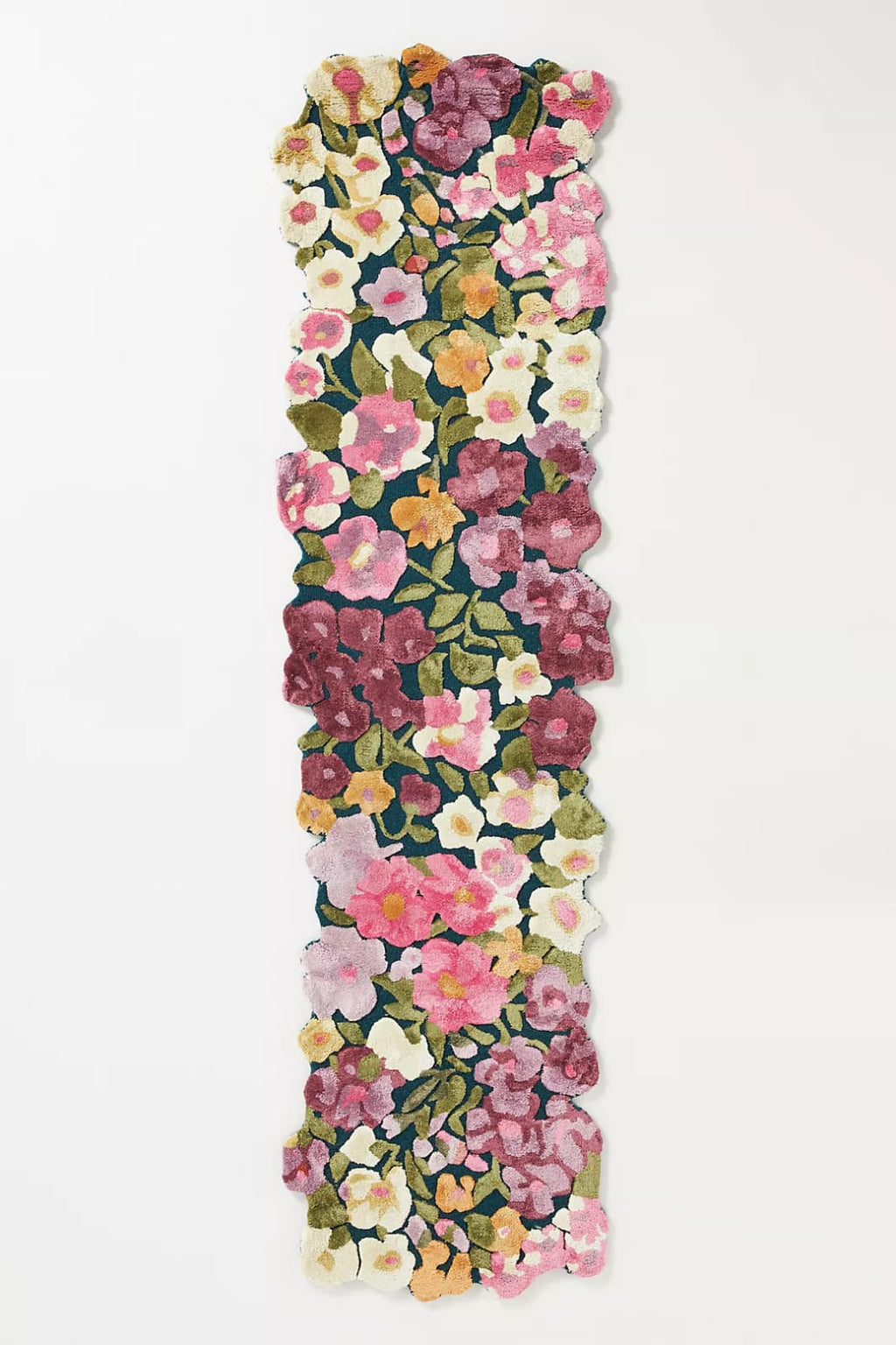 Luxury Floral Hand Tufted Wool Area Rug – Pink Botanical Handmade Carpet