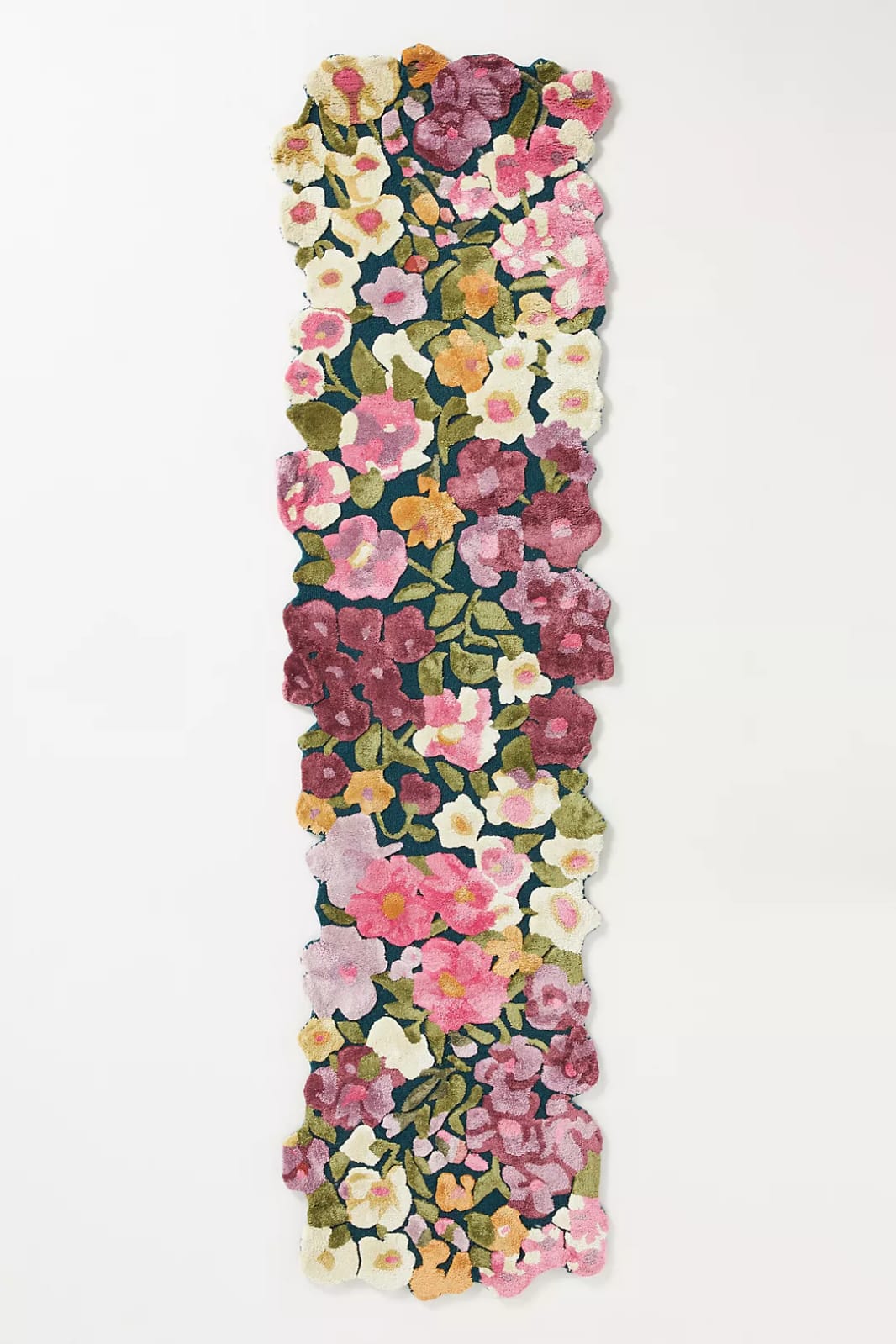 Luxury Floral Hand Tufted Wool Area Rug – Pink Botanical Handmade Carpet