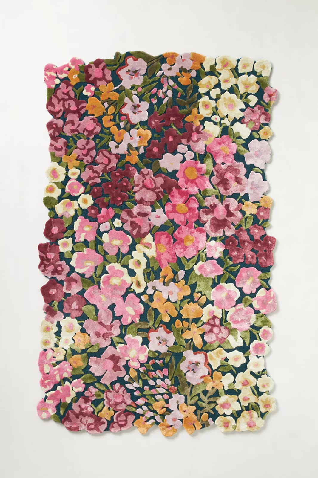 Luxury Floral Hand Tufted Wool Area Rug – Pink Botanical Handmade Carpet