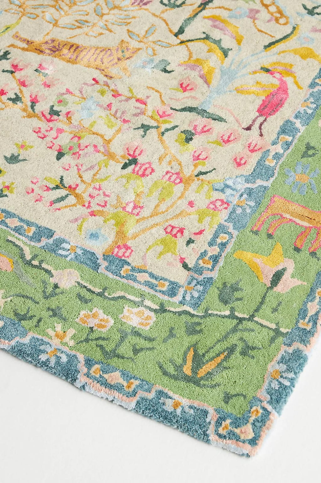 Hand Tufted Garden Oasis Wool Rug | Handmade Botanical Landscape Area Rug | Nature Inspired Carpet