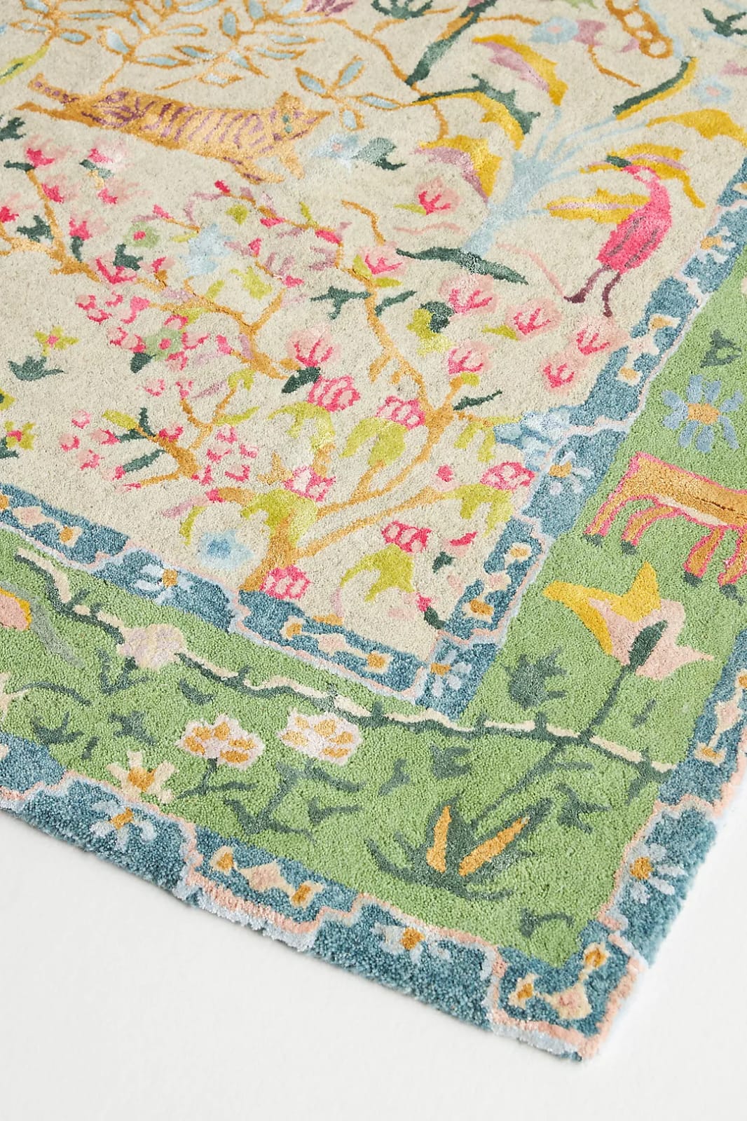 Hand Tufted Garden Oasis Wool Rug | Handmade Botanical Landscape Area Rug | Nature Inspired Carpet