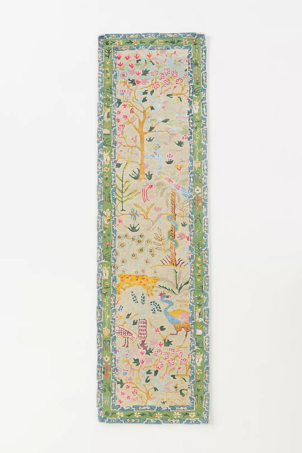Hand Tufted Garden Oasis Wool Rug | Handmade Botanical Landscape Area Rug | Nature Inspired Carpet