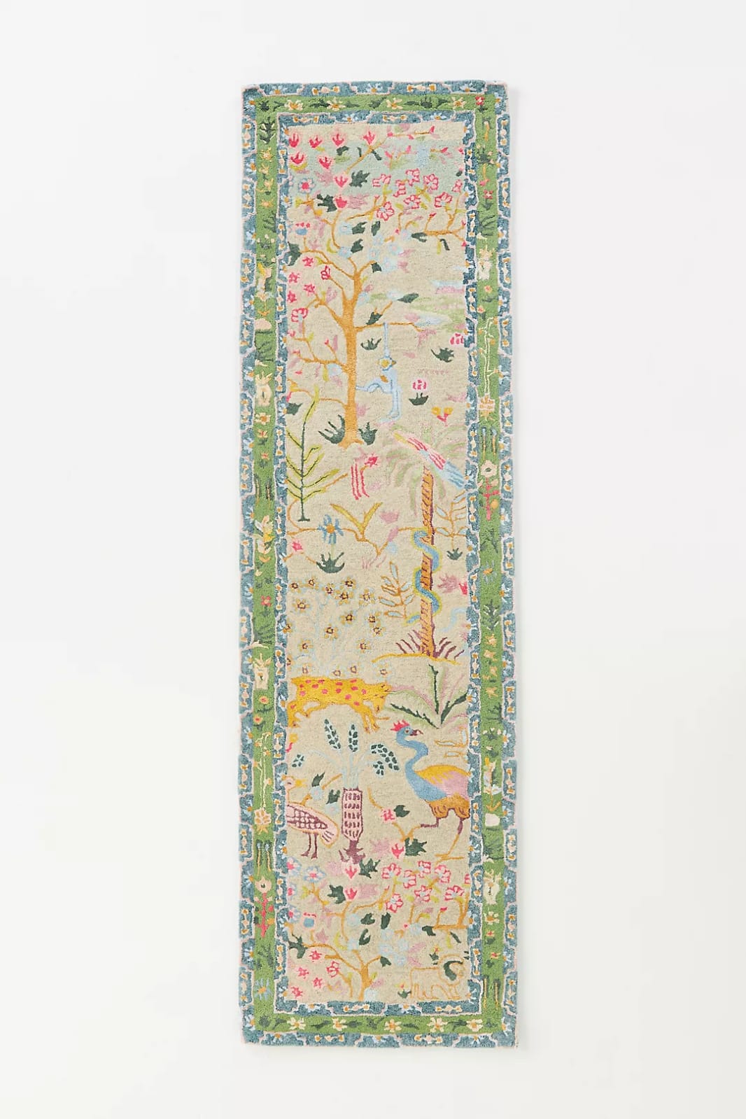 Hand Tufted Garden Oasis Wool Rug | Handmade Botanical Landscape Area Rug | Nature Inspired Carpet