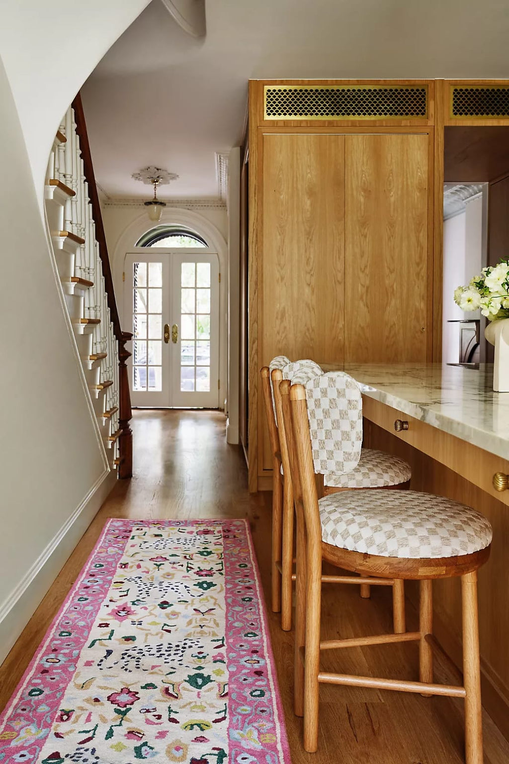 Hand Tufted Leopard Wool Rug | Pink Botanical Animal Area Rug | Handmade Luxury Carpet