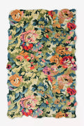 Hand Tufted Floral Wool Rug | Vintage Botanical Area Rug | Handmade Garden Flower Carpet